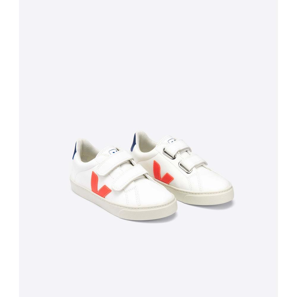 White/Orange/Navy Kids' Veja ESPLAR CHROMEFREE Sneakers | AU 834AHK